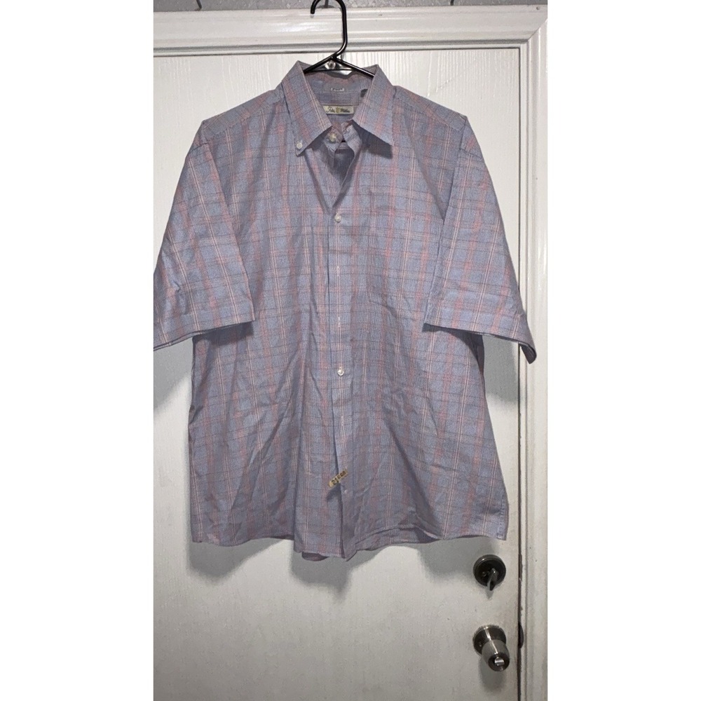 Peter Millar Multi Color Plaid Short Sleeve Button‎ Up 100% Linen Men's XL